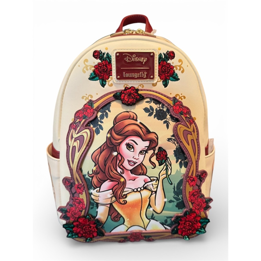 Loungefly Disney Beauty and the Beast Exclusive Belle Floral Mini Backpack NWT